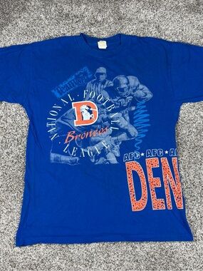 Vintage 1993 Sz XL Men’s Competitor NFL Denver Broncos AOP Graphic Shirt Blue
